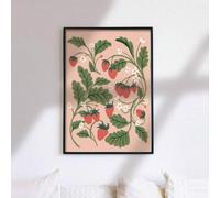 lianyibo 1pc Strawberry Fields Wall Art Strawberry Print Canvas Painting Botanical Print For Kitchen Decor Pink Nursery Decor 50x70cm framework