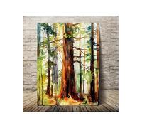 lianyibo 1pc Vibrant Watercolor Forest Canvas Wall Art, Tall Trees Landscape Painting Print Nature-Inspired Home Decor 50x75cm Frameless