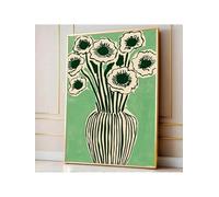 lianyibo 1pc Vintage Green Abstract Floral Rustic Art Poster Aesthetic Flower Farmhouse Retro Painting Canvas Print Home Decor 20x30cm Frameless