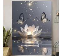lianyibo 1PC Zen Bathroom Wall Art Gray Lotus Butterfly Wall Decor Flower Spa Meditation Canvas Poster Pictures Home Decor 60x90cm Frameless