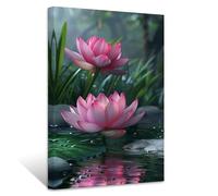 lianyibo 1pc, Zen Canvas Wall Art Lotus Flower Picture Prints Pink Water Lily Nature Spa Painting Meditation Spiritual Decor(50x75cm/Frameless)