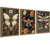 lianyibo 3pcs Vintage Gothic Insect Art Poster Wall Art Dark Dragonfly Canvas Poster Prints for Dark Academia Home Decoration(80x120x3/Inner frame)