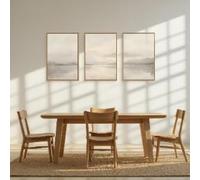 lianyibo Abstract Neutral Beige Pastel Canvas Wall Art,Modern Lakes Nature Mountain Minimalist Poster Print Home Decor(50x75cmx3/Inner frame)