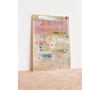 lianyibo Abstract painting print Neutral colors large minimalist Modern textured pastel multicolor aesthetic large wall art 50x75cm framework