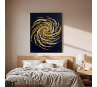 lianyibo Abstract Swirl Canvas Wall Art, Blue and Gold Spiral Painting Print, Modern Geometric Artwork, for Living Room Decor(80x120 cm/Inner frame)