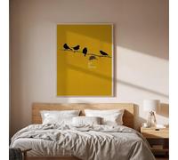 lianyibo Bird Silhouette Canvas Wall Art, Minimal Yellow Print, Dare to Be Different Inspirational Decor,for Home or Office(30x40cm/Inner frame)