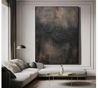 lianyibo Black And Brown Abstract Painting Medieval Wall Decor Wabi-Sabi Wall Art Super Large Abstract Living Room Decor 80x140cm framework