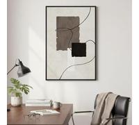 lianyibo Black and White Neutral Abstract Wall Art, Modern Canvas Prints Paintings Minimalist Beige Brown Block Home Decor(50x70cm/Inner frame)
