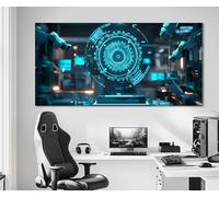 lianyibo Futuristic Technology Canvas Print, Ai Robotic Wall Art, Circuit Canvas Poster Living Room Office Playroom Decor(90x180cm/Frameless)