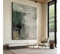 lianyibo Grey texture wall art minimalist wabi-sabi wall art large green canvas abstract wall painting living room modern decor 60x90cm Frameless
