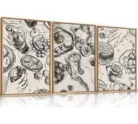 lianyibo Large Retro Sketch Cheers Canvas Wall Art,Mid Century Gatherings Dinner Wall Painting Prints for Kitchen,Dining Room(40x60cmx3/Inner frame)