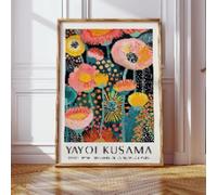 lianyibo Modern Floral Wall Art Print | Yayoi Kusama Inspired Colourful Flower Poster | Tropical Nature Decor for Living Room 50x75cm Frameless