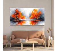 lianyibo Modern Landscape Canvas Wall Art Fall Orange Artwork Walls Black and White Posters Prints Bedroom Living Room Decor(75x150cm/Inner frame)