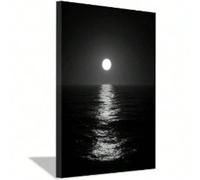 lianyibo Modern Nature Landscape Poster Moon On The Sea Canvas Prints Artwork Canvas Wall Art For Home Office Decoration 30x40cm framework