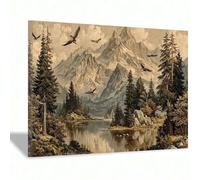 lianyibo Modern Nature Landscape Poster Mountain Eagles Lake Canvas Prints Modern Artwork Canvas Wall Art For Home Decoration 70x100cm framework