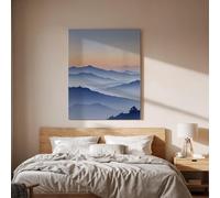 lianyibo Mountain Sunset Canvas Wall Art, Misty Layered Landscape Print, Serene Nature Decor for Bedroom, Living Room(50x70cm/Frameless)