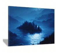lianyibo Natural Landscape Abstract Modern Painting Moonlight Island Canvas Prints Artwork Canvas Wall Art For Home Decoration 30x40cm framework