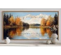 lianyibo Psalm 18:19 Scripture Canvas Wall Art, “He Brought Me Out to a Spacious Place” Lake Landscape Bible Verse Wall Decor(80x160cm/Inner frame)