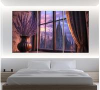 lianyibo Scenic Gothic Cathedral View from Window Canvas Print, Gothic Wall Art, Ancient Cathedral Painting Bedroom Wall Decor(70x90cmx3/Frameless)