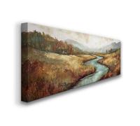 lianyibo Serene River Landscape Canvas Wall Art Transitional Panoramic Poster Print For Living Room Office Decor(65x195cm/Inner frame)