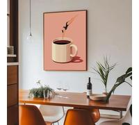 lianyibo Surreal Coffee Cup Diving Canvas Print - Creative Minimalist Illustration Art - Scandinavian Home Decor Wall Poster 40x60cm framework