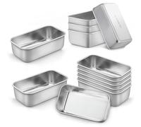 LIANYU 12 Pack Mini Loaf Pan for Baking Bread, 6.3 x 3.5 Inch Stainless Steel Small Bread Loaf Pan for Homemade Meatloaf, Tin Loaf Baking Pan Perfect for Banana Sourdough Sandwich, Dishwasher Safe