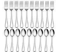 LIANYU 24-Piece Forks and Spoons Silverware Set, 12 Teaspoon and 12 Dinner Fork, Stainless Steel Flatware Cutlery Set for Home Kitchen Hotel, Mirror Finished, Dishwasher Safe