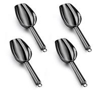 LIANYU Ice Scoop Set of 4, 3 Ounce Stainless Steel Food Scoop, Small Metal Ice Scooper for Candy Flour Sugar, Utility Scoop for Canisters Kitchen Bar, Mirror Finish, Dishwasher Safe, Black