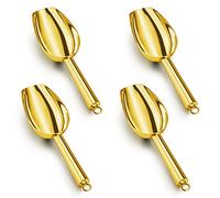 LIANYU Mini Ice Scooper for Freezer 4PCS, 3oz Stainless Steel Cookie Scoop, Mini Metal Food Scooper for Candy Flour Sugar, Utility Scoop for Canisters Kitchen, Mirror Finish, Dishwasher Safe, Gold