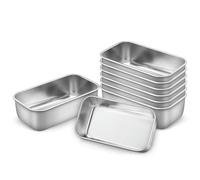 LIANYU Mini Loaf Pan for Baking Bread, 8 Pack 6.3 x 3.5 Inch Stainless Steel Small Bread Loaf Pan for Homemade Meatloaf, Tin Loaf Baking Pan Perfect for Banana Sourdough Sandwich, Dishwasher Safe
