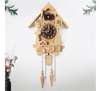 LIANZHUANG Cuckoo Bird Clock, with Birdsong Sounds & Night Mode, Wall Clock for Living Room Decoration, Retro Wooden Pendulum Clock,A