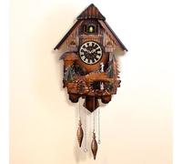 LIANZHUANG Vintage Cuckoo Wall Clock, Pendulum Clock, Carvings Antique Home Clock Living Room Decoration,A