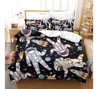 LIAOHENKAN Astronauts Space Ship Cartoon Full Size Comforter Set for Teens Adults 3Pcs Soft Microfiber Bedding Set with Zipper Closure Breathable Quilt Set Ultra Soft Room Decor Super King（260x220cm）