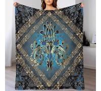 LIAOHENKAN Baroque Damask Floral 3D Printed Throw Blanket Plush Sherpa Blankets Kids Gift Couch Sofa Soft Cozy Flannel Fleece Blanket Machine Washable Original Concept 60x80inch(150x200cm)