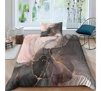 LIAOHENKAN Black Gold Abstract Fluid Marble Full Size Comforter Set for Teens Adults 2Pcs Soft Microfiber Bedding Set with Zipper Closure Breathable Quilt Set Ultra Soft Room Decor Single(135x200cm)