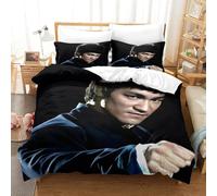LIAOHENKAN Bruce Lee Duvet Cover Set Comforter Cover Bedding Set for Teens Adults Breathable 3Pcs All Season Chinese Kung Fu Quilt Set with Zipper Closure,Easy Care,Easy Care Durable King（220x240cm）
