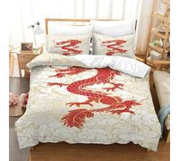 LIAOHENKAN Chinese Dragon Full Size Comforter Set for Kids Boys Girls 3Pcs Bedding Set with Zipper Closure Ultra Soft 3D Quilt Set Breathable Room Decor, Easy Care Double(200x200cm)