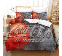 LIAOHENKAN Coca - Cola 3Pcs Comforter Set Full Size Kids Boys Girls Decor Comforter Set Duvet Set Quilt Set Ultra Soft Room Decor Bedclothes with Zipper Closure Double（200x200cm）