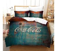 LIAOHENKAN Coca - Cola Full Size Comforter Set for Teens Adults 3Pcs Bedding Set with Zipper Closure Ultra Soft Quilt Set Breathable Room Decor for All Ages Double（200x200cm）