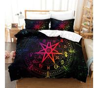 LIAOHENKAN Colorful Mandala Witches Runes Comforter Set Bedding Set Decor Comforter Cover Duvet Cover Set Bedroom Quilt Set 3Pcs All Season Bedding with Zipper Closure Double(200x200cm)