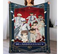 LIAOHENKAN Detective Conan Custom Design Blanket Throw Anime 3D Print Blanket Micro Fleece Blanket Soft Breathable Decor Bed Sofa Fluffy Warm Blanket for Kids Adults Gifts 70x80inch(180x200cm)