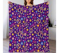 LIAOHENKAN Flower-power, Hippie Peace 3D Printed Throw Blanket Flannel Fleece Blanket,Decor Plush Blankets for Kids & Adults Couch Bed Sofa Nursery Personalized Gifts 40x50inch(100x130cm)