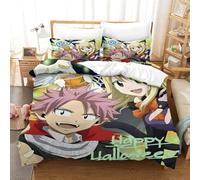 LIAOHENKAN New Anime Fairy Tail 3Pcs Full Size Bedding Set for Kids Boys Girls Room Decor Ultra Soft Comforter Set Quilt Set with Zipper Closure, Easy Care, Easy Care Durable Double(200x200cm)