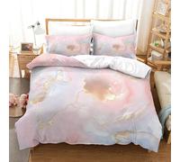 LIAOHENKAN Pink And Gold Marble Duvet Cover Set Comforter Cover Bedding Set for Teens Adults Breathable 3Pcs All Season Quilt Set with Zipper Closure, Easy Care, Easy Care Durable Double（200x200cm）