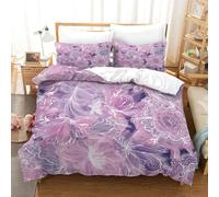 LIAOHENKAN Purple Wedding Floral Pattern Bedding Set for Kids Boys Girls Full Size 3Pcs Ultra Soft Microfiber Comforter Set with Zipper Closure Breathable Quilt Set Room Decor Double（200x200cm）
