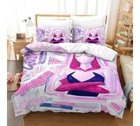 LIAOHENKAN Spider - Gwen Full Size Comforter Set for Kids Boys Girls 3Pcs Bedding Set with Zipper Closure Ultra Soft 3D Anime Cartoon Quilt Set Breathable Room Decor,Easy Care Double（200x200cm）