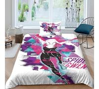 LIAOHENKAN Spider - Gwen Full Size Duvet Cover Set for Kids Boys Girls 2Pcs Ultra Soft Bedding with Zipper Closure Anime Cartoon Quilt Set Room Decor,Decor Bedclothes,Easy Care Single（135x200cm）