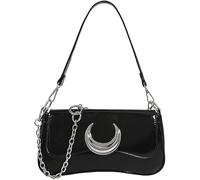 LIAOLI Cross Body Bag Women Small Tote Bags Sailor Moon Purse Black Crescent Handbag Double Straps Satchel Shoulder Bag for Girls
