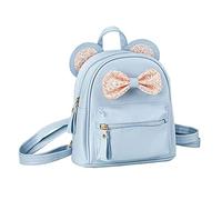 LIAOLI Girls Backpack Kids Rucksacks Cartoon Mouse Ear Sequin Bow Convertible Toddler Mini Bag (Pink Sequin Bow, Small for Girl) (Blue2025)