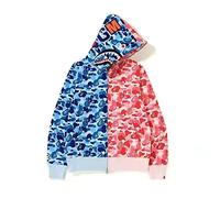 LIAOPUFUS Men's Shark Mouth Fashion Hooded Sweatshirt Zipper Long Sleeve Hip Hop Street Wear Style Hinges Camouflage, Pink+Blue, L